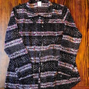 Cabi Large Long Sleeve Blouse Multi Color